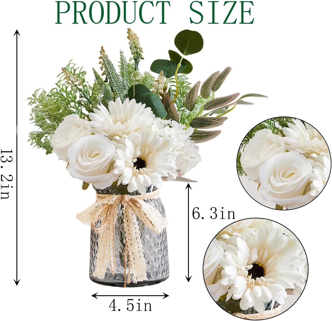 Fake Flowers Roses Artificial Flowers with Vase，